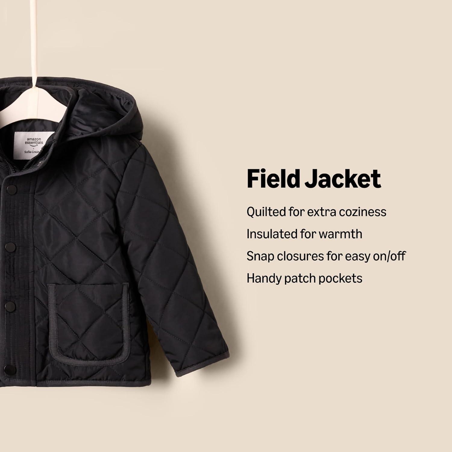 imageAmazon Essentials x Sofia Grainge Unisex Toddlers and Babies Midweight Field Jacket with HoodBlack