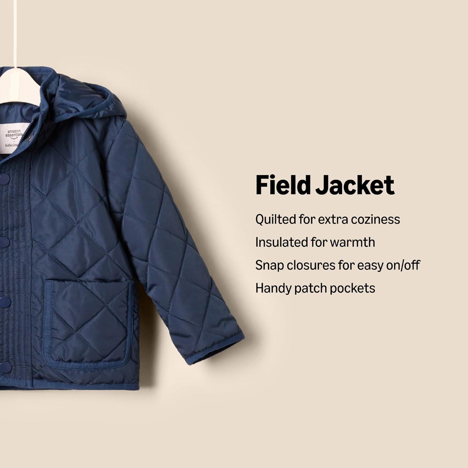 imageAmazon Essentials x Sofia Grainge Unisex Toddlers and Babies Midweight Field Jacket with HoodDark Navy