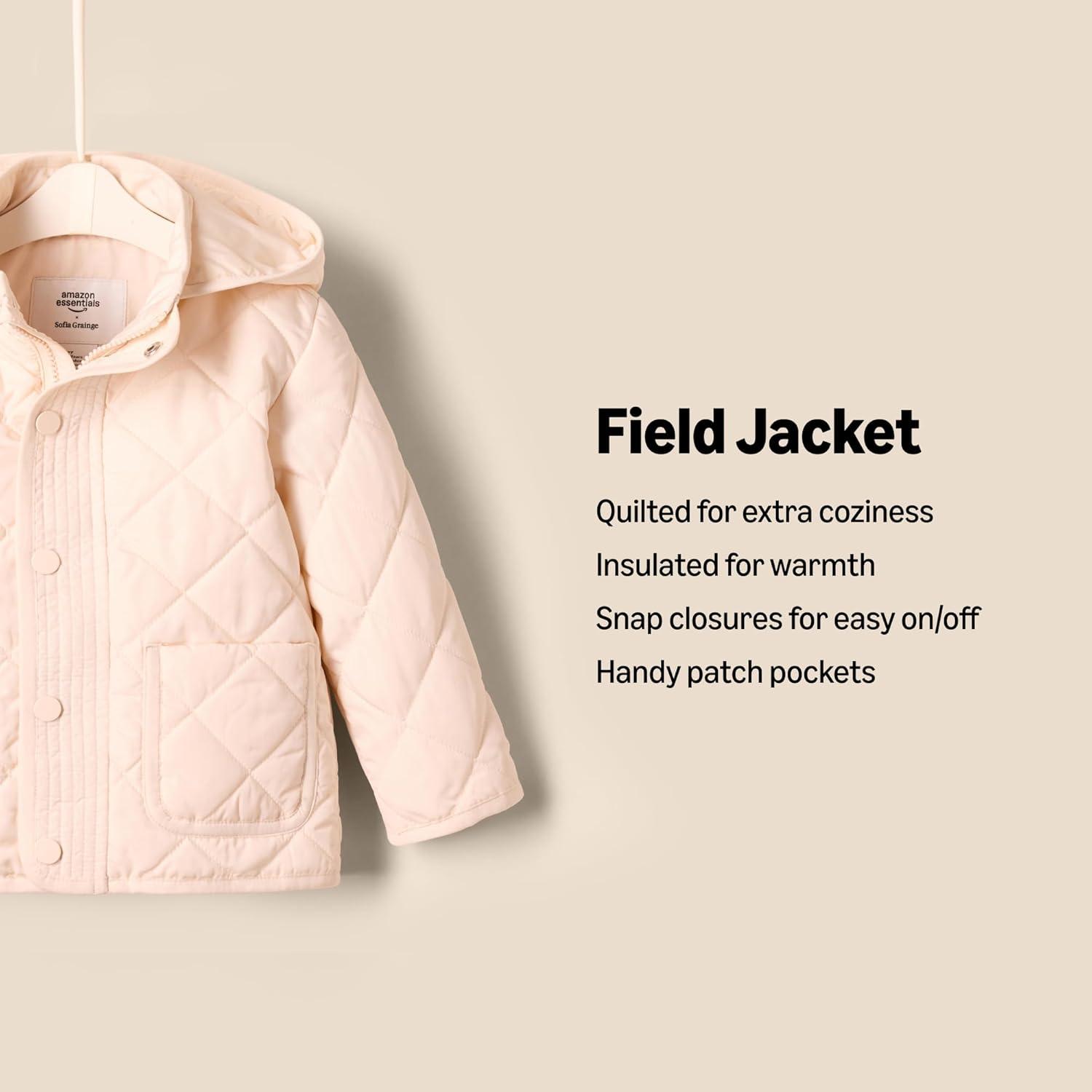 imageAmazon Essentials x Sofia Grainge Unisex Toddlers and Babies Midweight Field Jacket with HoodPearl