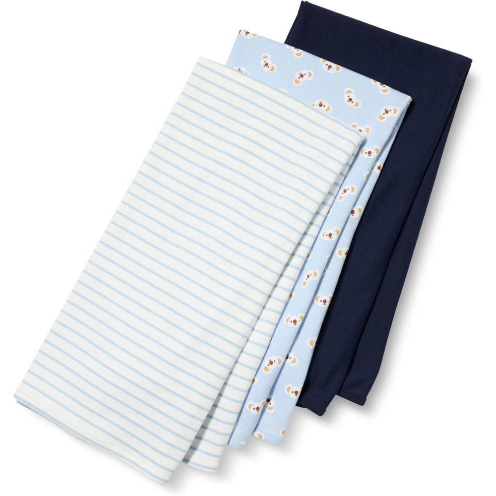 imageAmazon Essentials Baby Girls Swaddle Blankets Pack of 3NavyStripeKoala