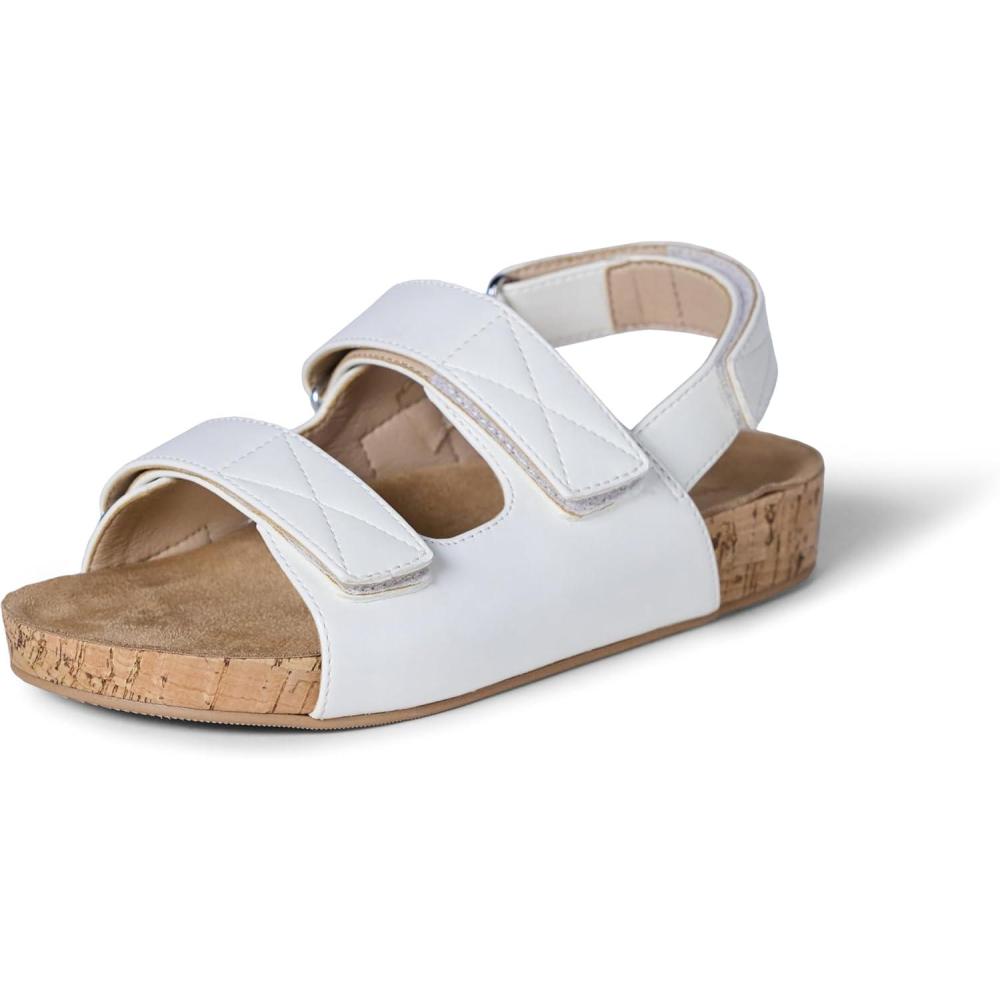 imageAmazon Essentials Girls Cork SandalsWhite Faux Leather