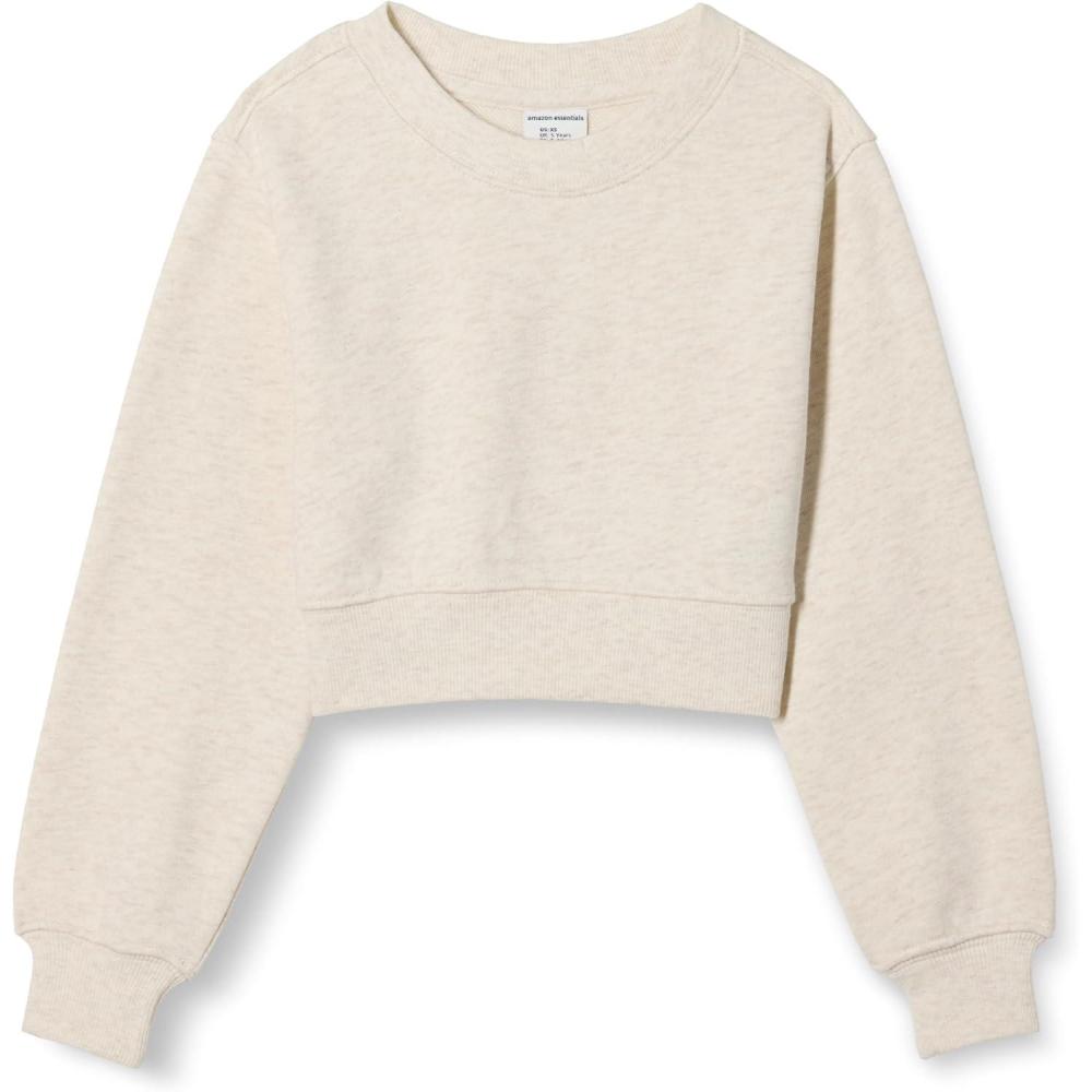 imageAmazon Essentials Girls Cropped SweatshirtOatmeal Heather