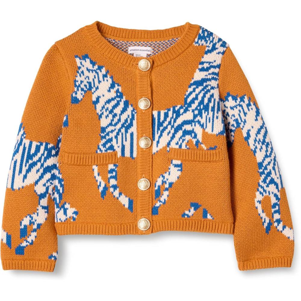 imageAmazon Essentials Girls and Toddlers Knit CardiganDark Orange Zebra