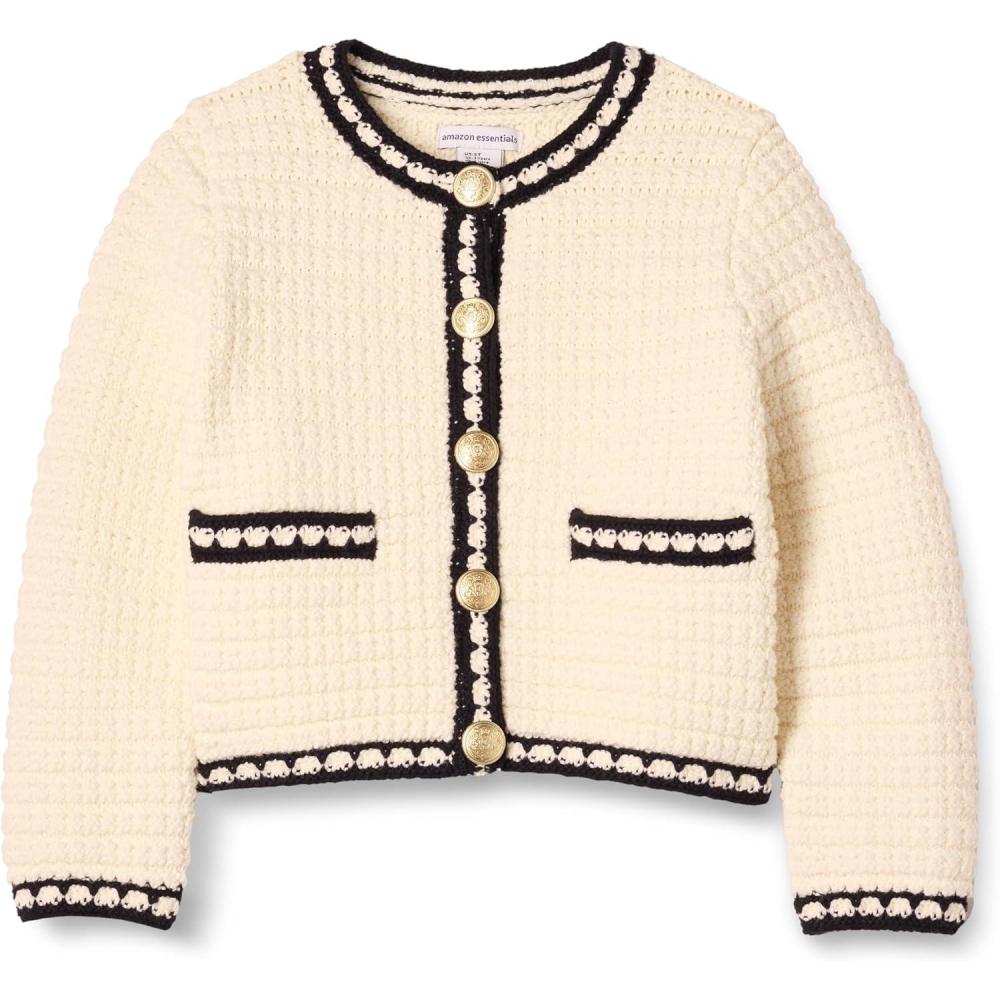 imageAmazon Essentials Girls and Toddlers Knit CardiganIvory Black