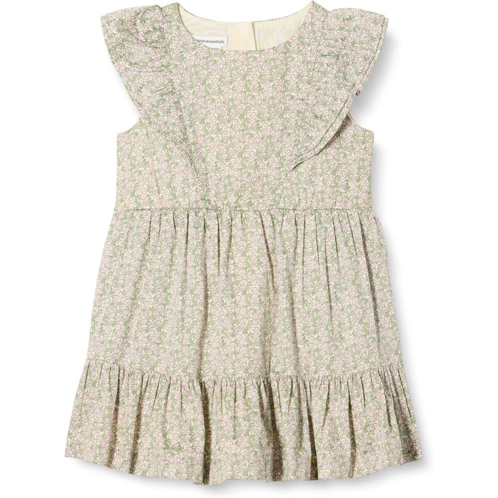 imageAmazon Essentials Girls and Toddlers Ruffle Woven DressIvory Posey Floral