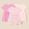 imageAmazon Essentials Baby Girls Short Sleeve Bodysuit Dress Pack of 3PinkApples