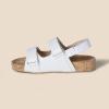 imageAmazon Essentials Girls Cork SandalsWhite Faux Leather