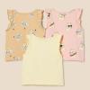 imageAmazon Essentials Girls and Toddlers Ruffle Tank Tops Pack of 3Cool CatTigerTropical Fruit