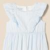 imageAmazon Essentials Girls and Toddlers Ruffle Woven DressLight Blue Stripe
