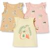 imageAmazon Essentials Girls and Toddlers Ruffle Tank Tops Pack of 3Cool CatTigerTropical Fruit