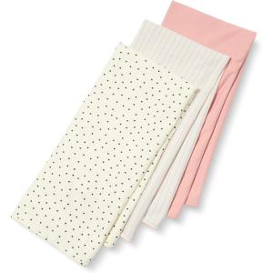 imageAmazon Essentials Baby Girls Swaddle Blankets Pack of 3Dusty RoseDotsStripe