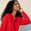 imageAmazon Essentials Womens RelaxedFit Lightweight VNeck Cropped SweaterBright Poppy Red