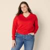 imageAmazon Essentials Womens RelaxedFit Lightweight VNeck Cropped SweaterBright Poppy Red
