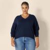 imageAmazon Essentials Womens RelaxedFit Lightweight VNeck Cropped SweaterNavy