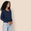imageAmazon Essentials Womens RelaxedFit Lightweight VNeck Cropped SweaterNavy
