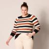 imageAmazon Essentials Womens ClassicFit Soft Touch LongSleeve Crewneck SweaterBlack Brown Rugby Stripe