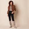 imageAmazon Essentials Womens ClassicFit Soft Touch LongSleeve Crewneck SweaterBlack Brown Rugby Stripe