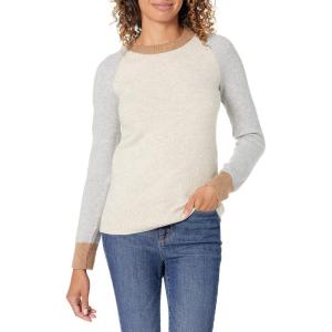 imageAmazon Essentials Womens ClassicFit Soft Touch LongSleeve Crewneck SweaterGrey Oatmeal Heather Color Block
