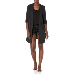 imageAmazon Essentials Womens RelaxedFit Lightweight Lounge OpenFront CardiganBlack