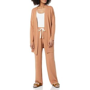 imageAmazon Essentials Womens RelaxedFit Lightweight Lounge OpenFront CardiganLight Caramel