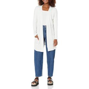 imageAmazon Essentials Womens RelaxedFit Lightweight Lounge OpenFront CardiganWhite Space Dye