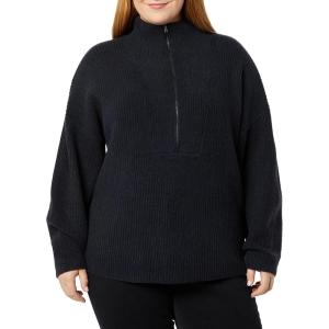 imageAmazon Essentials Womens Sweaters Dressy Casual Mid Gauge Stretch Half Zip Polo CollarBlack