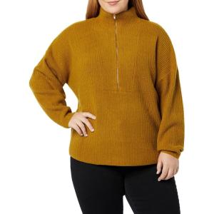imageAmazon Essentials Womens Sweaters Dressy Casual Mid Gauge Stretch Half Zip Polo CollarBrown