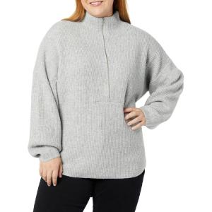 imageAmazon Essentials Womens Sweaters Dressy Casual Mid Gauge Stretch Half Zip Polo CollarGrey Heather