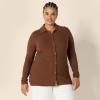 imageAmazon Essentials Womens Wide Rib Long Sleeve Buttonup Collared Cardigan Previously Daily RitualChocolate