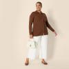 imageAmazon Essentials Womens Wide Rib Long Sleeve Buttonup Collared Cardigan Previously Daily RitualChocolate