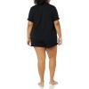 imageAmazon Essentials Womens Cotton Modal Piped Notch Collar Pajama SetBlack
