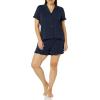imageAmazon Essentials Womens Cotton Modal Piped Notch Collar Pajama SetNavy