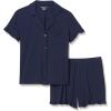 imageAmazon Essentials Womens Cotton Modal Piped Notch Collar Pajama SetNavy