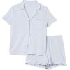 imageAmazon Essentials Womens Cotton Modal Piped Notch Collar Pajama SetPale Blue