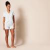 imageAmazon Essentials Womens Cotton Modal Piped Notch Collar Pajama SetWhite Dots Print