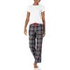 imageAmazon Essentials Womens Flannel Pajama Sleep PantBlack Plaid
