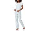 imageAmazon Essentials Womens Flannel Pajama Sleep PantLight Blue Plaid