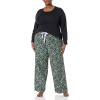 imageAmazon Essentials Womens Lightweight Flannel Pant and LongSleeve TShirt Sleep SetBlack Folkloric