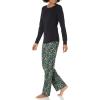 imageAmazon Essentials Womens Lightweight Flannel Pant and LongSleeve TShirt Sleep SetBlack Folkloric