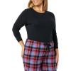 imageAmazon Essentials Womens Lightweight Flannel Pant and LongSleeve TShirt Sleep SetBlackBlue Mixed Tartan