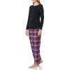 imageAmazon Essentials Womens Lightweight Flannel Pant and LongSleeve TShirt Sleep SetBlackBlue Mixed Tartan