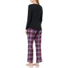 imageAmazon Essentials Womens Lightweight Flannel Pant and LongSleeve TShirt Sleep SetBlackBlue Mixed Tartan