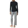 imageAmazon Essentials Womens Lightweight Flannel Pant and LongSleeve TShirt Sleep SetBlackWhite  Gingham