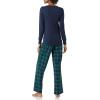 imageAmazon Essentials Womens Lightweight Flannel Pant and LongSleeve TShirt Sleep SetBlackwatch Plaid