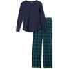 imageAmazon Essentials Womens Lightweight Flannel Pant and LongSleeve TShirt Sleep SetBlackwatch Plaid