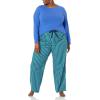 imageAmazon Essentials Womens Lightweight Flannel Pant and LongSleeve TShirt Sleep SetBlue Green Stripe