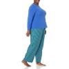 imageAmazon Essentials Womens Lightweight Flannel Pant and LongSleeve TShirt Sleep SetBlue Green Stripe