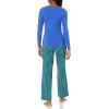 imageAmazon Essentials Womens Lightweight Flannel Pant and LongSleeve TShirt Sleep SetBlue Green Stripe