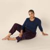 imageAmazon Essentials Womens Lightweight Flannel Pant and LongSleeve TShirt Sleep SetBurgundy PlaidNavy