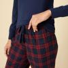 imageAmazon Essentials Womens Lightweight Flannel Pant and LongSleeve TShirt Sleep SetBurgundy PlaidNavy